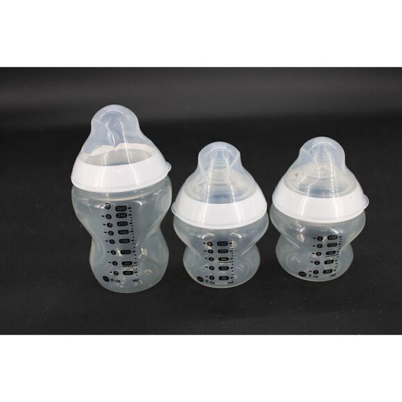 Tommee Tippee Closer to Nature 2 5oz. & 1 9oz Baby Bottles Rings Nipples Covers - Picture 2 of 11